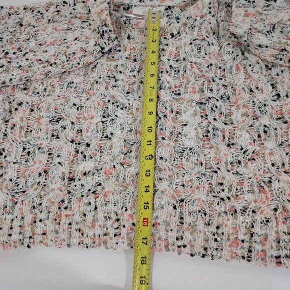Jessica Simpson White Confetti Multi-Color Cropped Knit Sweater Ribbed Cuff Larg - Picture 5 of 14